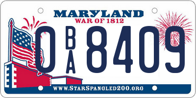 MD license plate 0BA8409