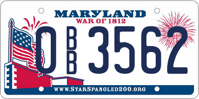 MD license plate 0BB3562