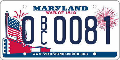 MD license plate 0BC0081