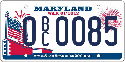 MD license plate 0BC0085