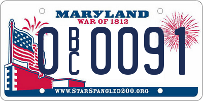 MD license plate 0BC0091