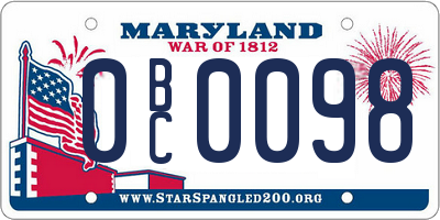 MD license plate 0BC0098