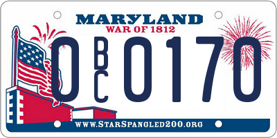 MD license plate 0BC0170