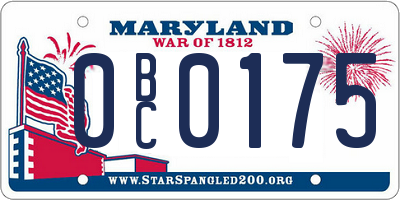 MD license plate 0BC0175