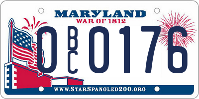 MD license plate 0BC0176
