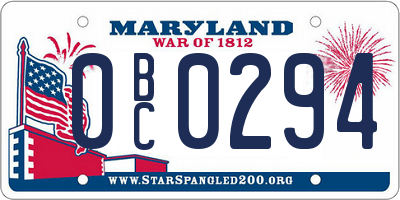 MD license plate 0BC0294