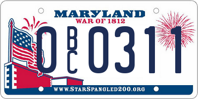 MD license plate 0BC0311