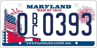 MD license plate 0BC0393