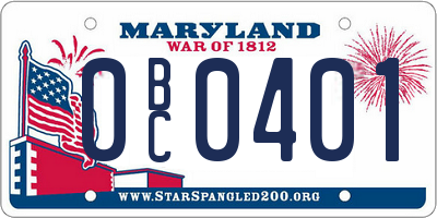 MD license plate 0BC0401