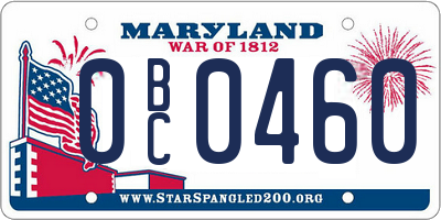 MD license plate 0BC0460