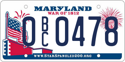 MD license plate 0BC0478