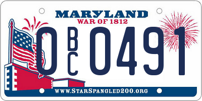 MD license plate 0BC0491