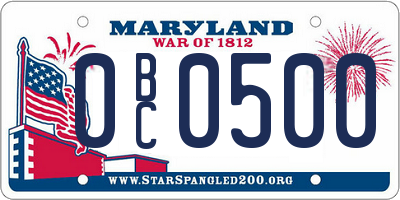 MD license plate 0BC0500