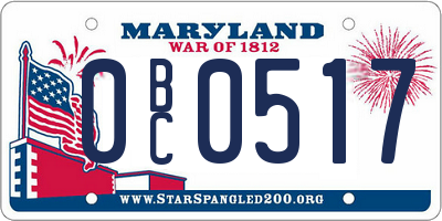 MD license plate 0BC0517