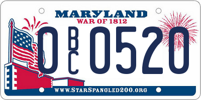MD license plate 0BC0520