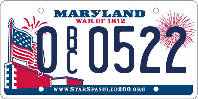 MD license plate 0BC0522