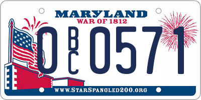 MD license plate 0BC0571