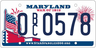 MD license plate 0BC0578