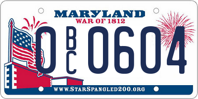 MD license plate 0BC0604