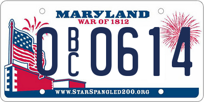MD license plate 0BC0614