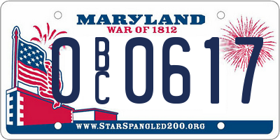 MD license plate 0BC0617