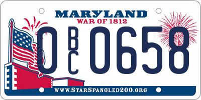 MD license plate 0BC0658