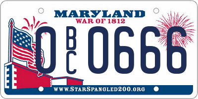 MD license plate 0BC0666