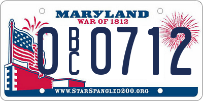 MD license plate 0BC0712