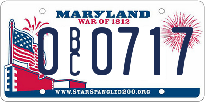 MD license plate 0BC0717