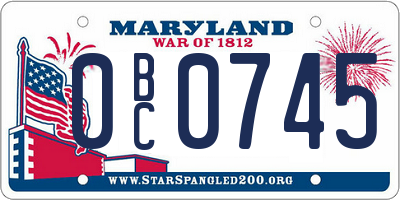 MD license plate 0BC0745