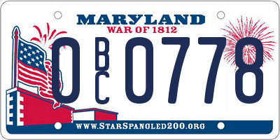 MD license plate 0BC0778