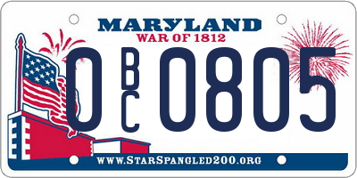 MD license plate 0BC0805