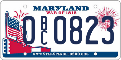 MD license plate 0BC0823