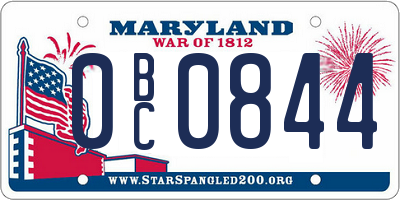 MD license plate 0BC0844