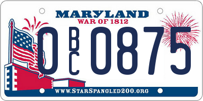 MD license plate 0BC0875