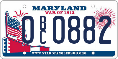 MD license plate 0BC0882