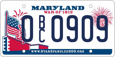 MD license plate 0BC0909