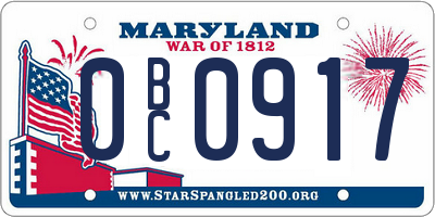 MD license plate 0BC0917