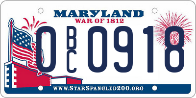 MD license plate 0BC0918