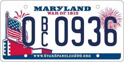 MD license plate 0BC0936