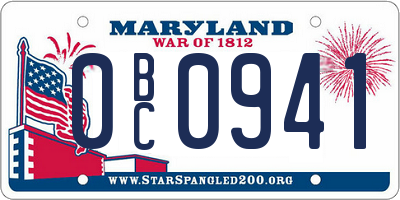 MD license plate 0BC0941