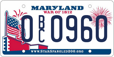MD license plate 0BC0960