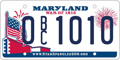 MD license plate 0BC1010