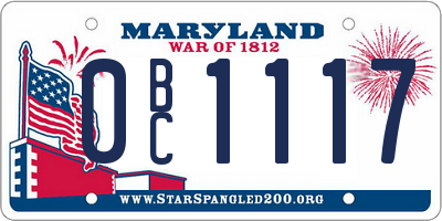 MD license plate 0BC1117