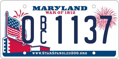 MD license plate 0BC1137
