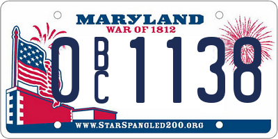 MD license plate 0BC1138