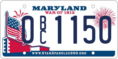 MD license plate 0BC1150