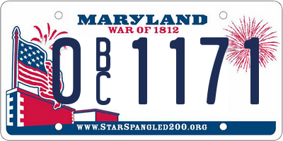 MD license plate 0BC1171