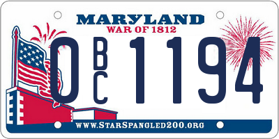 MD license plate 0BC1194