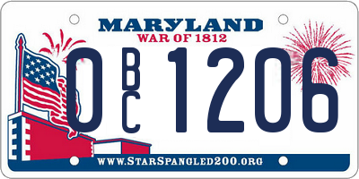 MD license plate 0BC1206